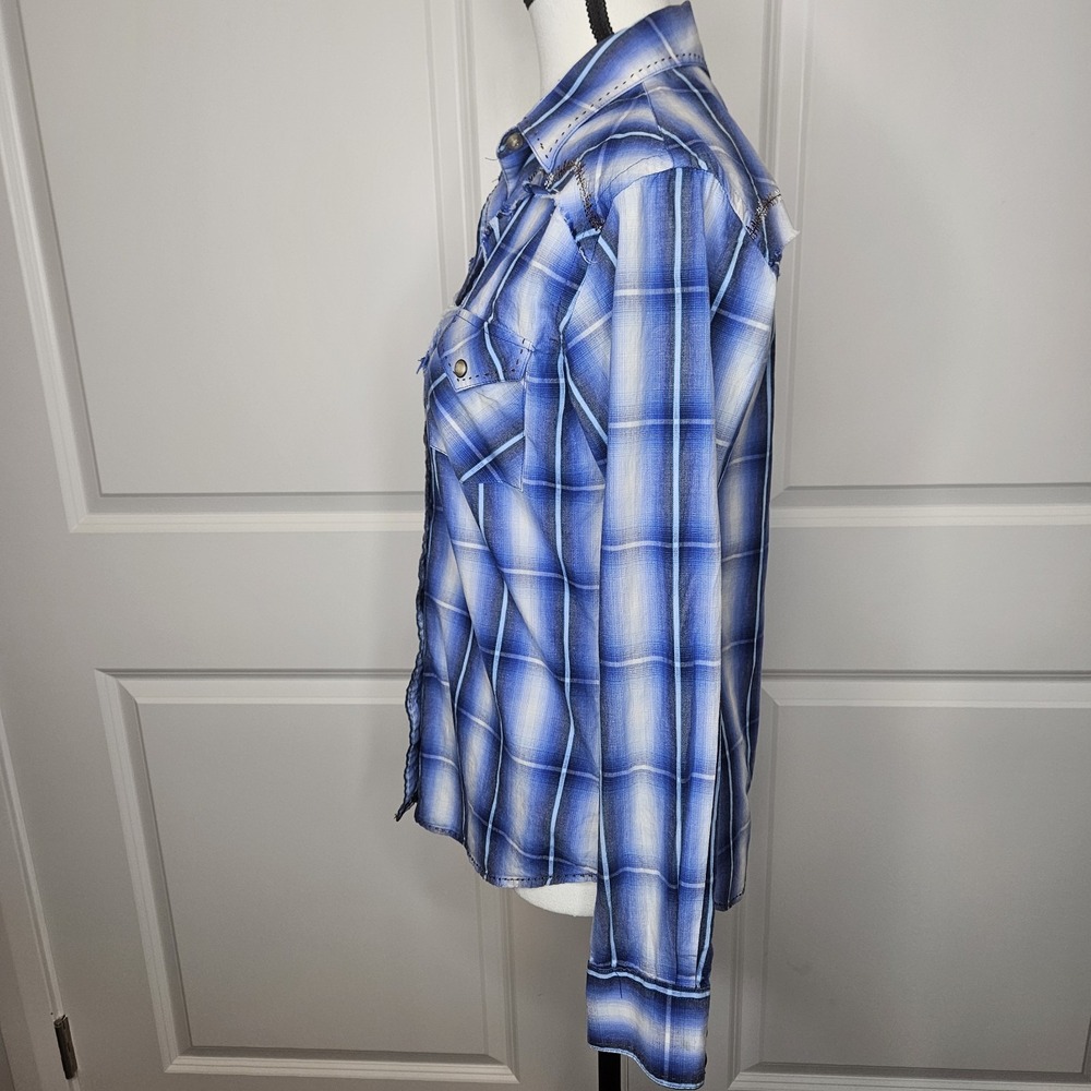 Brooks And Dunn By Panhandle Slim Womens Plaid Western Shirt Pearlsnap Sz Small - Picture 5 of 9